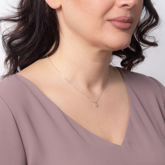 10K White Gold Diamond Pendant (0.03 ct tw)