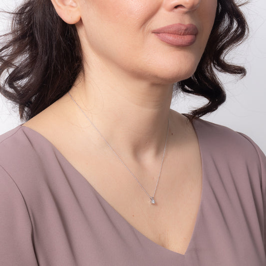 10K White Gold Diamond Pendant Necklace (0.10 ct tw)