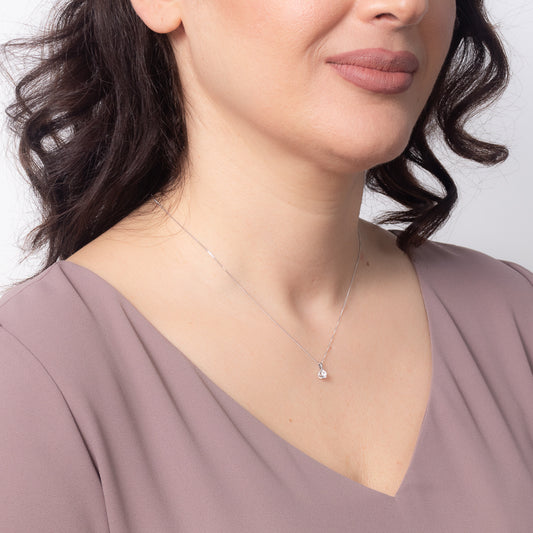 Tension Set Canadian Diamond Solitaire Necklace in 14K White Gold (0.10ct tw)