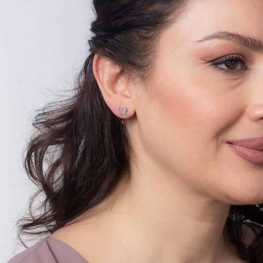Diamond Butterfly Earrings in 10K White Gold (0.15 ct tw)