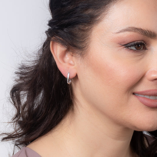 Channel-Set Diamond J-Hoop Earrings in 10K White Gold (0.10 ct tw)