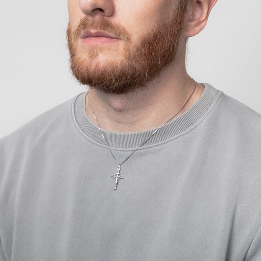 10K White Gold Crucifix Cross Pendant