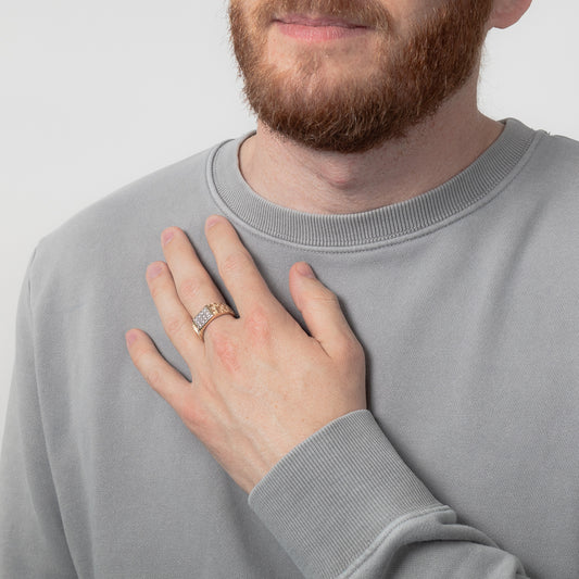 Men’s Woven Pattern Diamond Ring In 10K Yellow Gold  (0.50 ct tw)