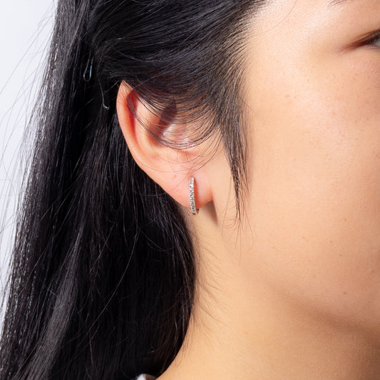 Diamond Hoop Earrings With Removable Flower Charm in 10K White Gold (0.88 ct tw)