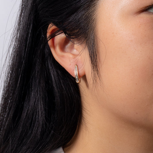 Channel-Set Diamond J-Hoop Earrings in 10K Yellow Gold (0.25 ct tw)