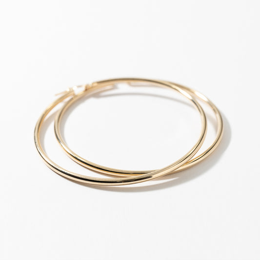 50mm Tube Hoop Earrings in 10K Yellow Gold
