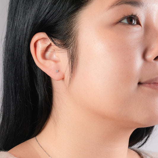 Solitaire Diamond Stud Earrings in 14K White Gold (0.10 ct tw)