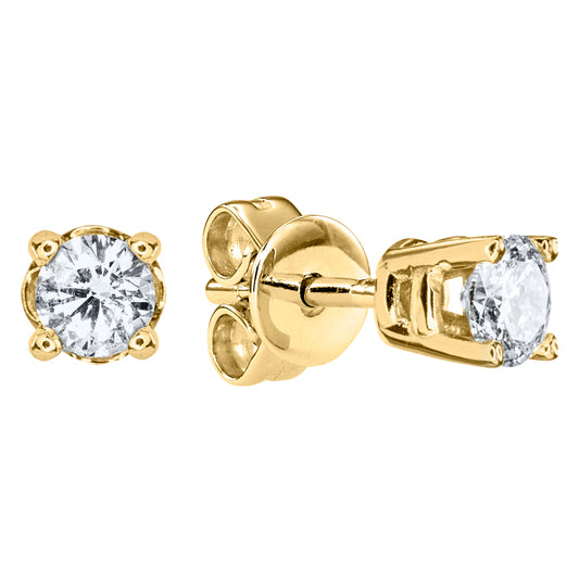 Solitaire Diamond Stud Earrings in 14K Yellow Gold (0.10 ct tw)