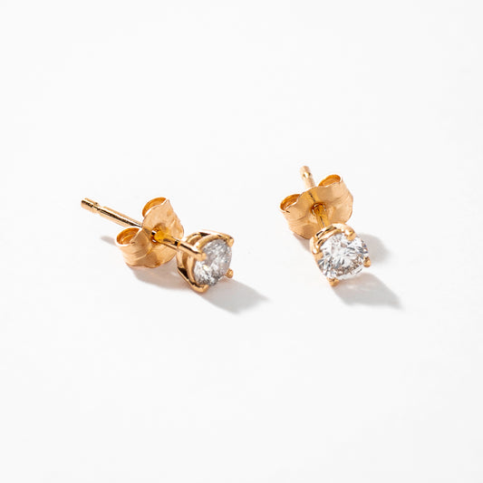 Solitaire Diamond Stud Earrings in 14K Yellow Gold (0.25 ct tw)