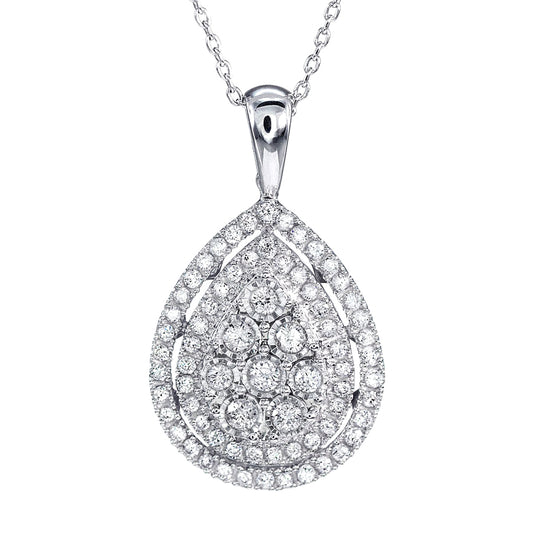 - Elise - Pear Shaped Diamond Cluster Pendant In 10K White Gold (0.50 ct tw)