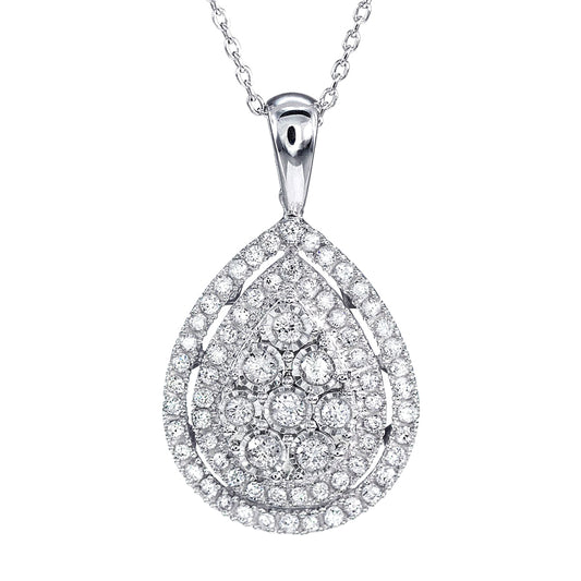 - Elise - Pear Shaped Diamond Cluster Pendant In 10K White Gold (0.50 ct tw)
