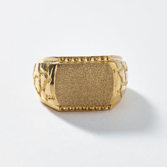 Men’s Rectangular Signet Ring in 10K Yellow Gold