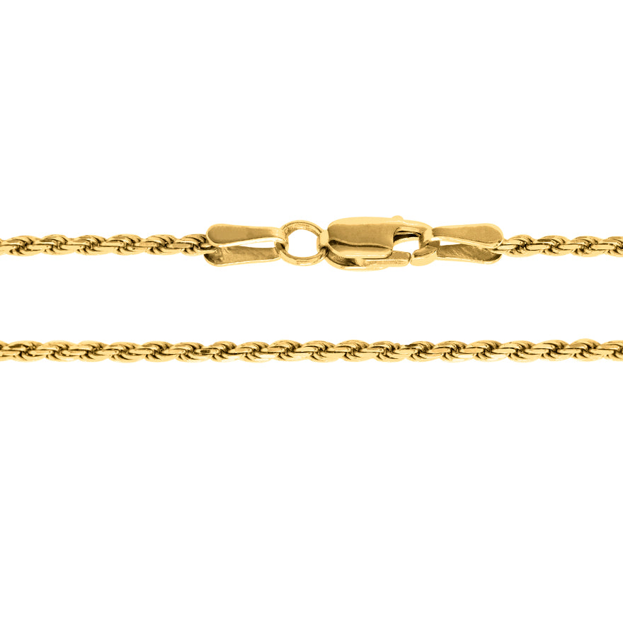 10K 1.3mm Yellow Gold Diamond Cut Rope Chain (18”)
