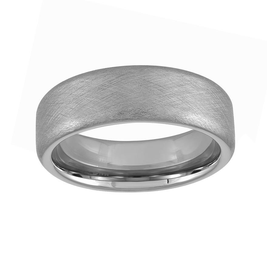 Men’s 7mm Brushed Bevel Edge Comfort Fit Ring - Size 10.5