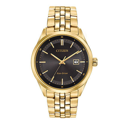Citizen Men's Corso Eco-Drive Gold-Tone Black Dial Watch | BM7252-51E