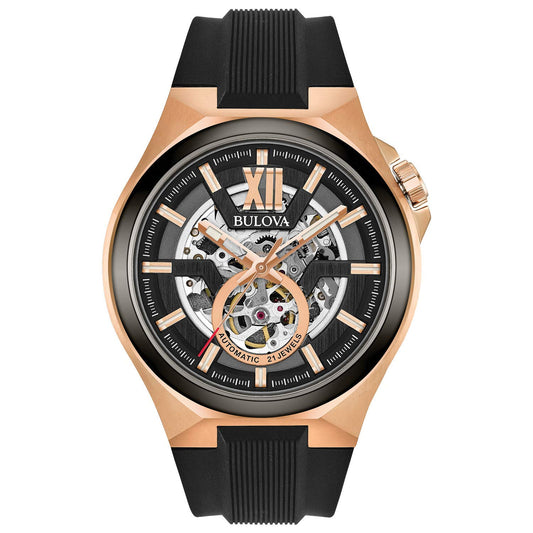 Bulova Men's Automatic Watch With Rose Gold Tone Stainless Steel Case | 98A177