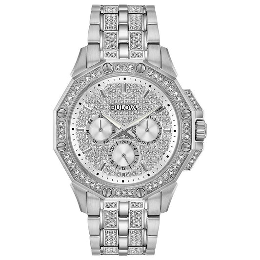 Bulova Men's Crystal Watch With Pave Set Dial | 96C134