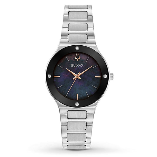 Bulova Women's Futuro Watch Featuring Black Mother Of Pearl Dial | 96R231