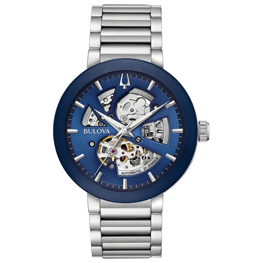Bulova Men's Modern Automatic Blue Dial Stainless Steel Watch