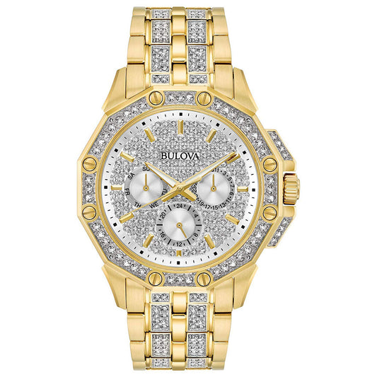 Bulova Men's Yellow Tone Crystal Watch | 98C126