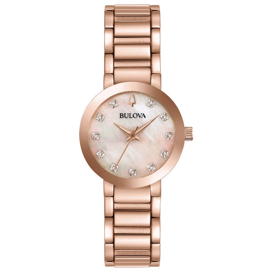 Bulova Women's Modern Diamond Rose Gold Tone Watch | 97P132