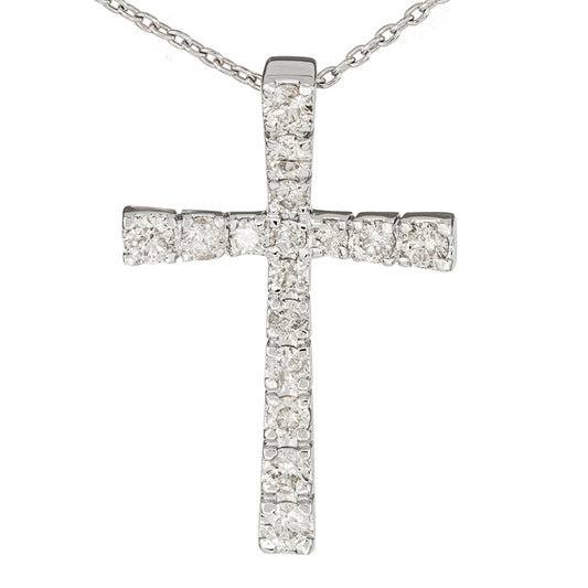 10K White Gold Diamond Cross Pendant (0.50ct tw)