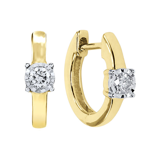 Diamond Hoop Earrings In 10K Yellow and White Gold (0.13 ct tw)