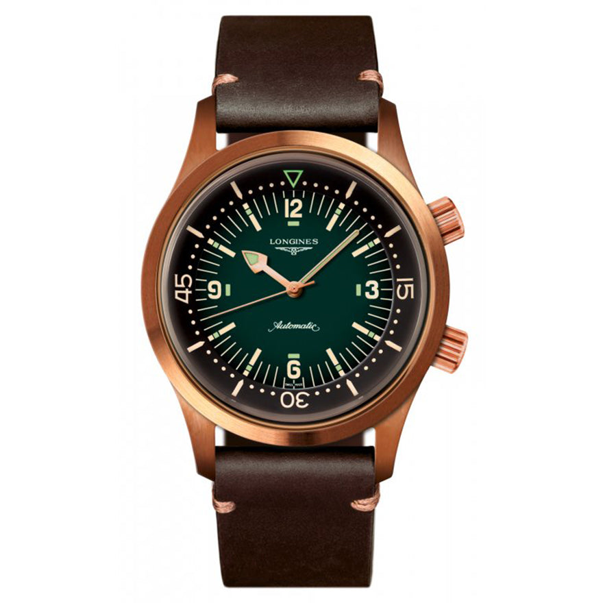 The Longines Legend Diver 42mm Green Dial Watch L3.774.1.50.2