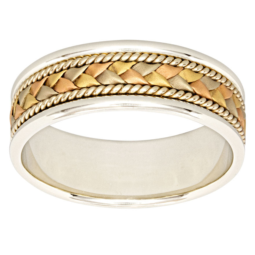 Men's Woven Comfort Fit Wedding Band 14K White, Yellow and Rose Gold ( –  Ann-Louise Jewellers