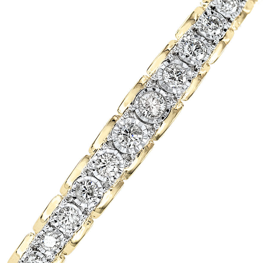 Diamond Bangle Bracelet In 10K Yellow And White Gold (1.00 ct tw)