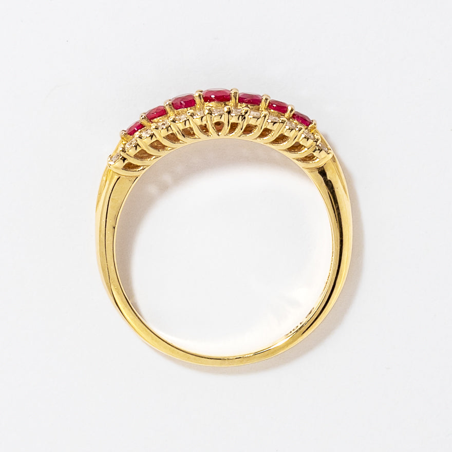 Ruby and Diamond Eternity Ring 10K Yellow Gold