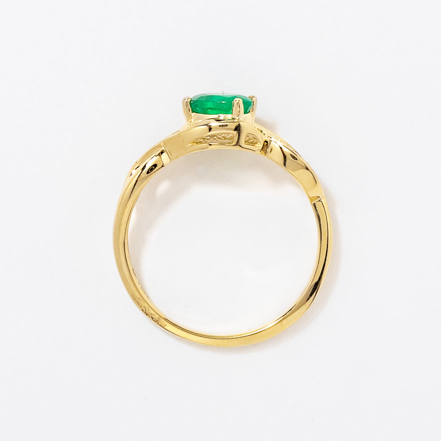 Emerald Ring With Diamond Accents 10K Yellow Gold