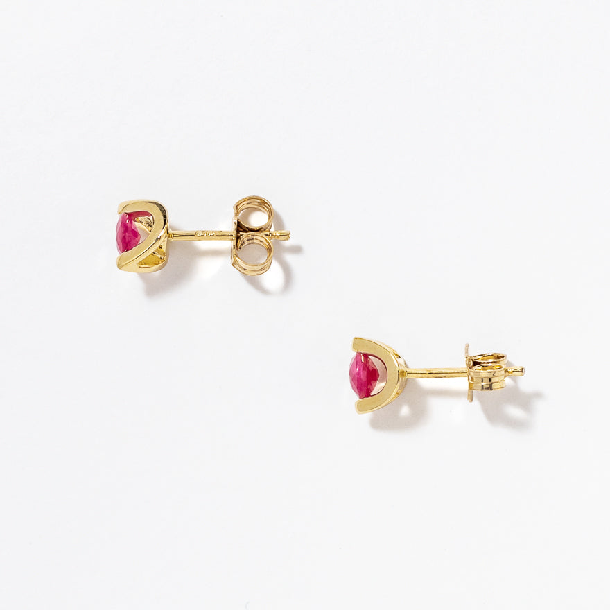 Ruby Stud Earrings in 10K Yellow Gold