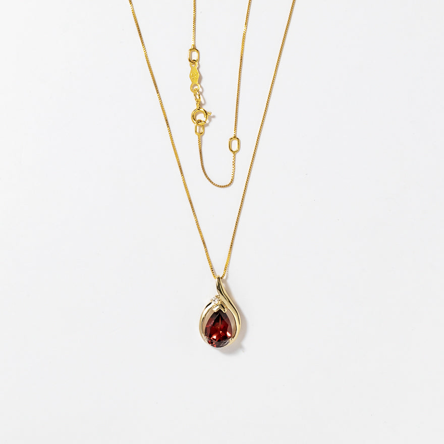 Garnet Necklace in 10K Yellow Gold