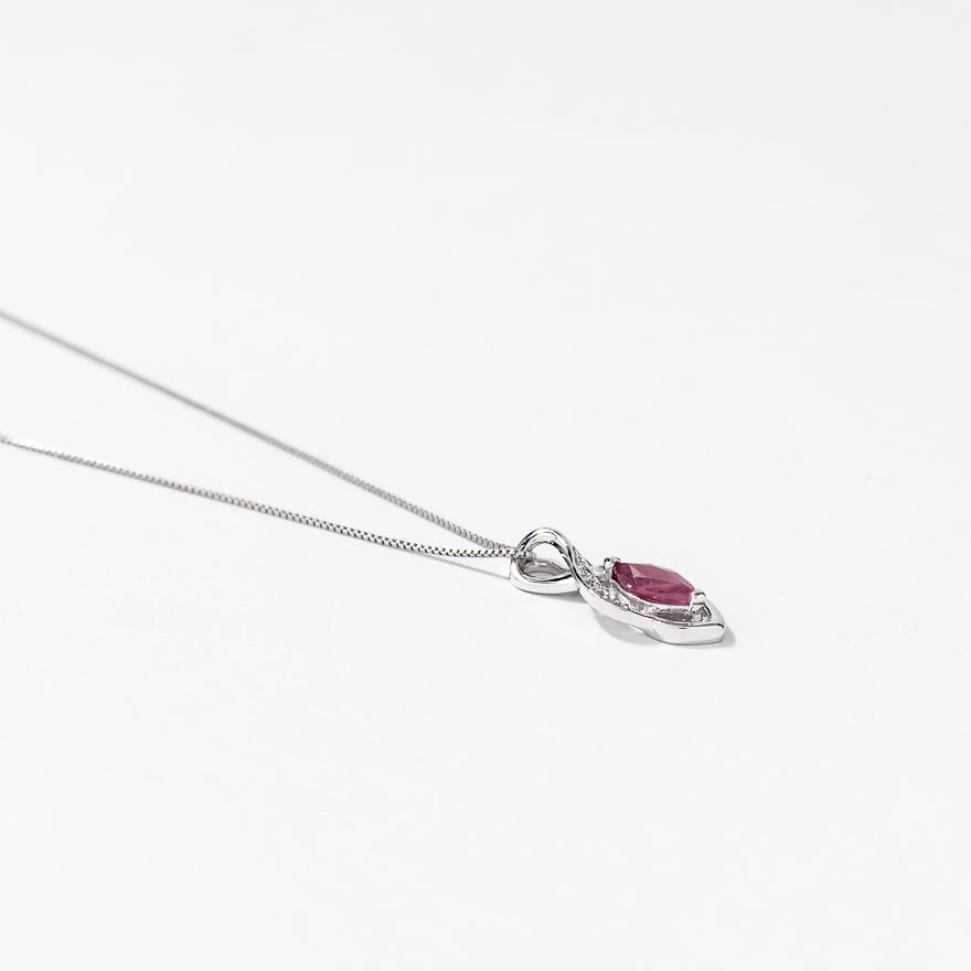 Marquise Ruby Pendant in 10K White Gold