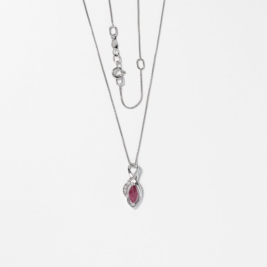 Marquise Ruby Pendant in 10K White Gold