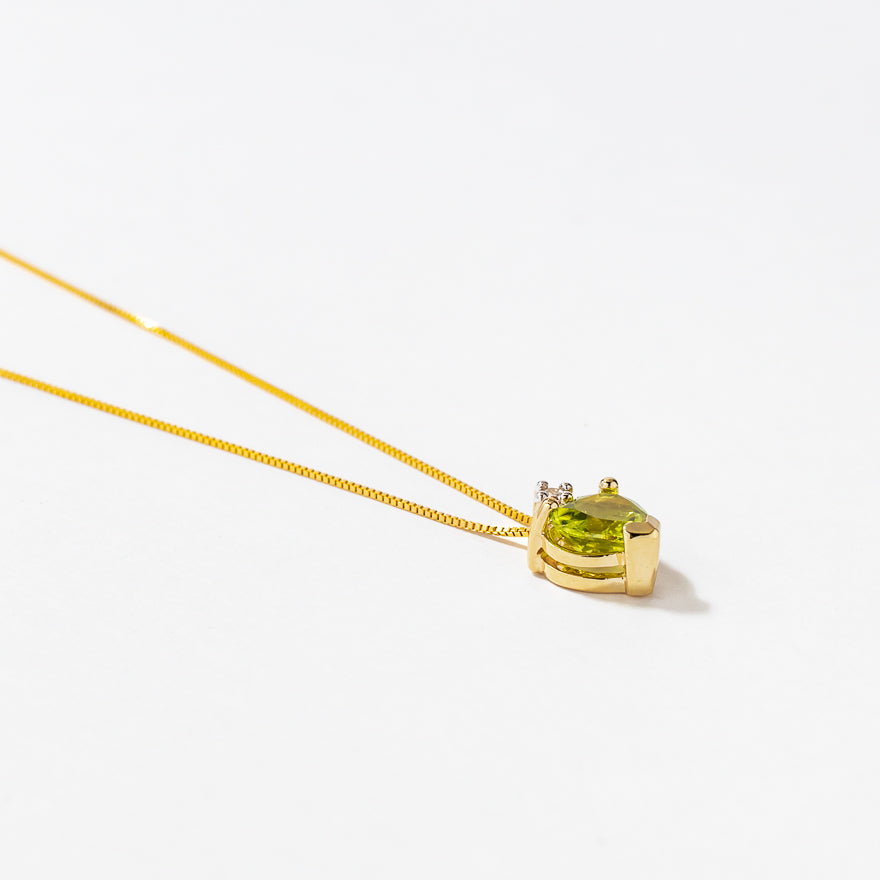 Heart Shaped Peridot Necklace in 10K Yellow Gold