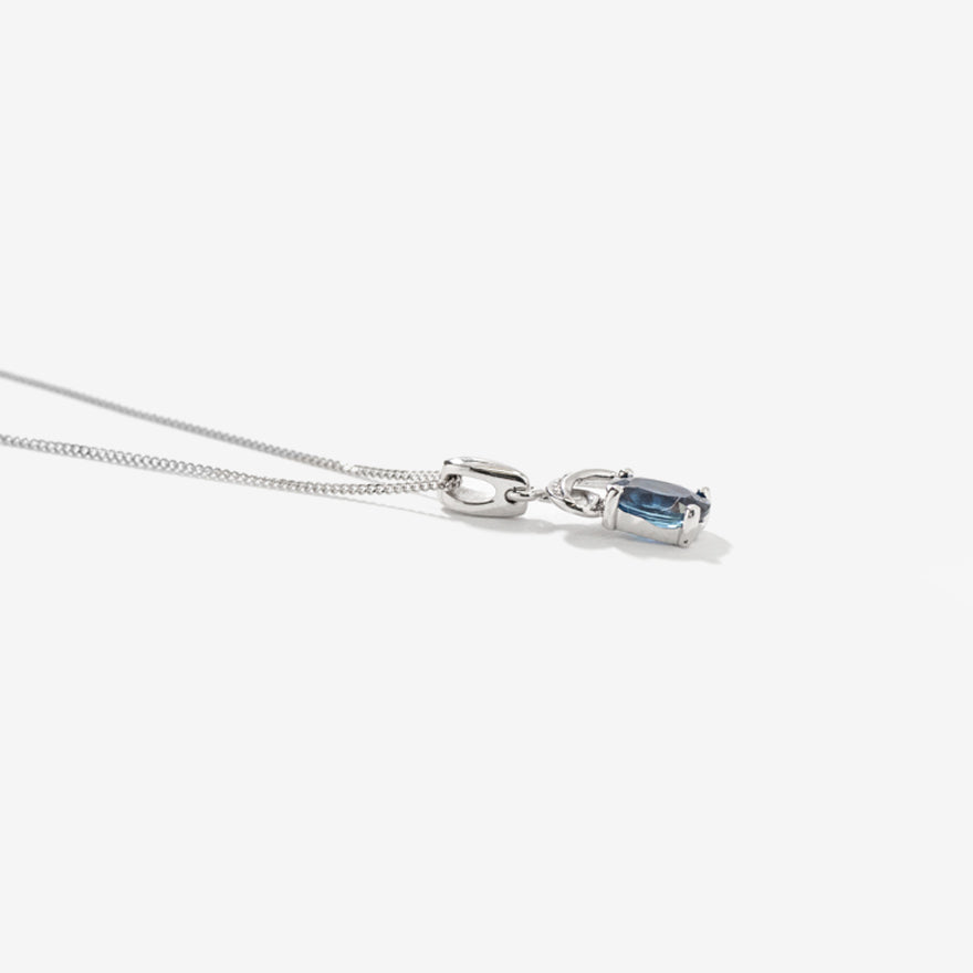 Sapphire Pendant Necklace in 10K White Gold