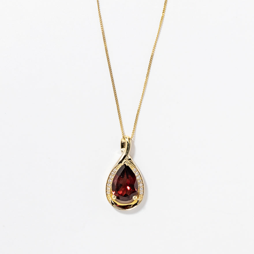 Garnet Necklace in 10K Yellow Gold