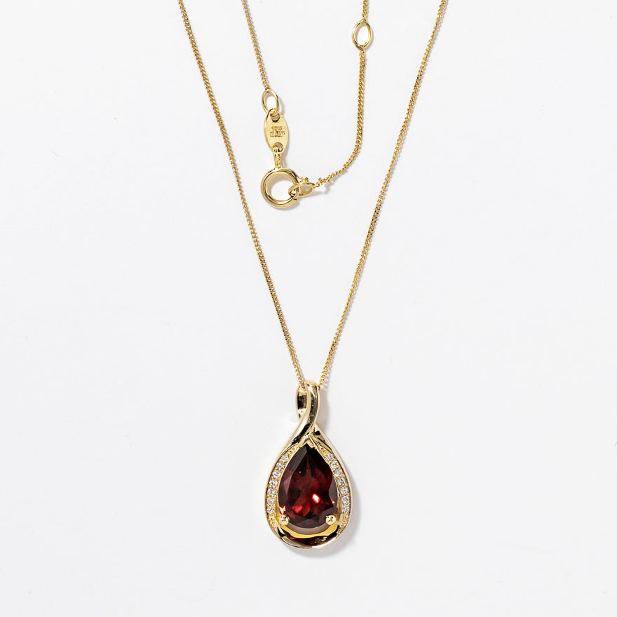 Garnet Necklace in 10K Yellow Gold