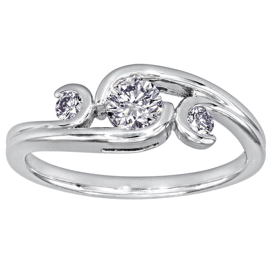 Three Stone Diamond Engagement Ring in 14K White Gold (0.50 ct tw)