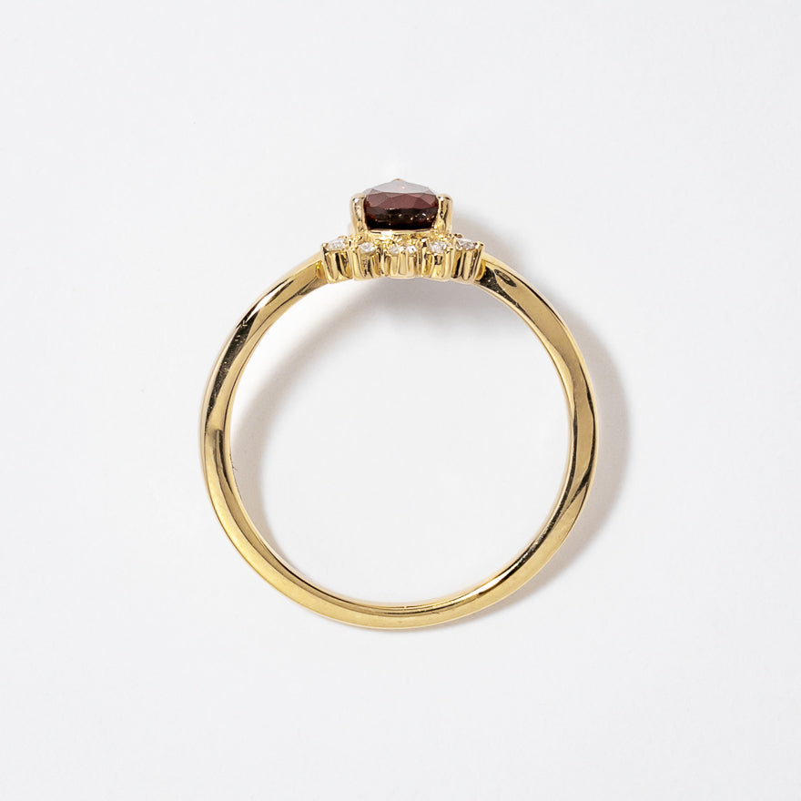 Pear Shape Garnet Ring 10K Yellow Gold