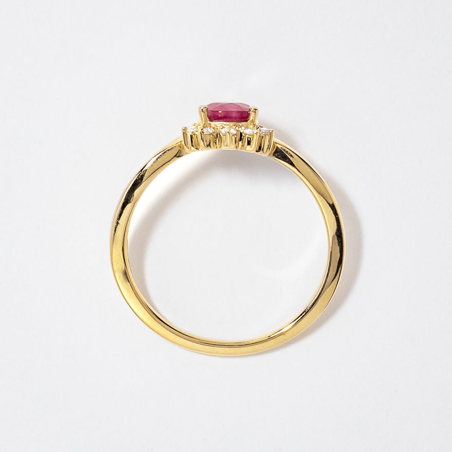 Pear Shape Ruby Ring in 10K Yellow Gold