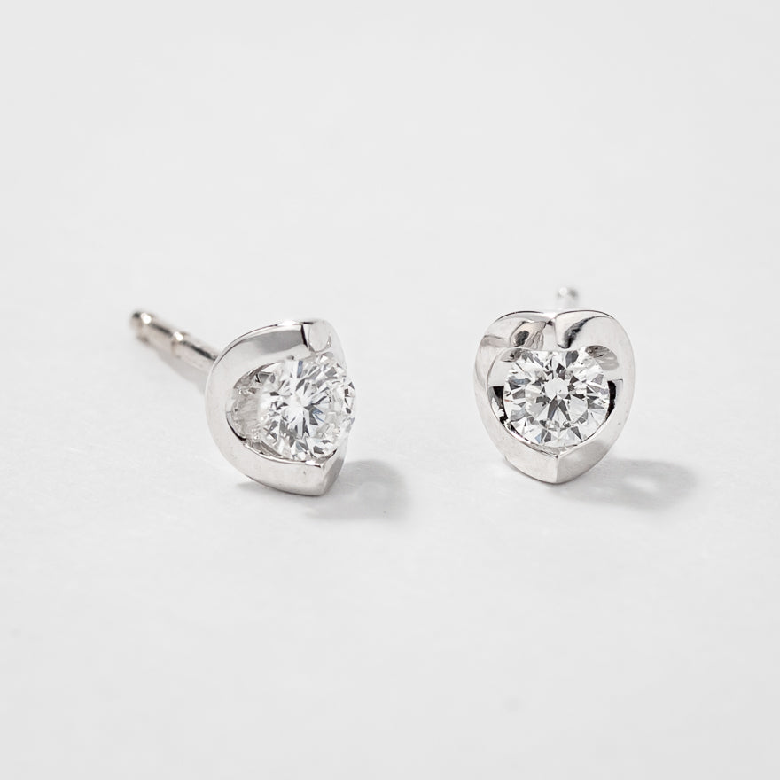 Tension Set Solitaire Canadian Diamond Stud Earrings in 14K White Gold (0.15ct tw)