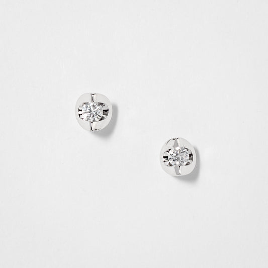 Tension Set Solitaire Canadian Diamond Stud Earrings in 14K White Gold (0.20ct tw)