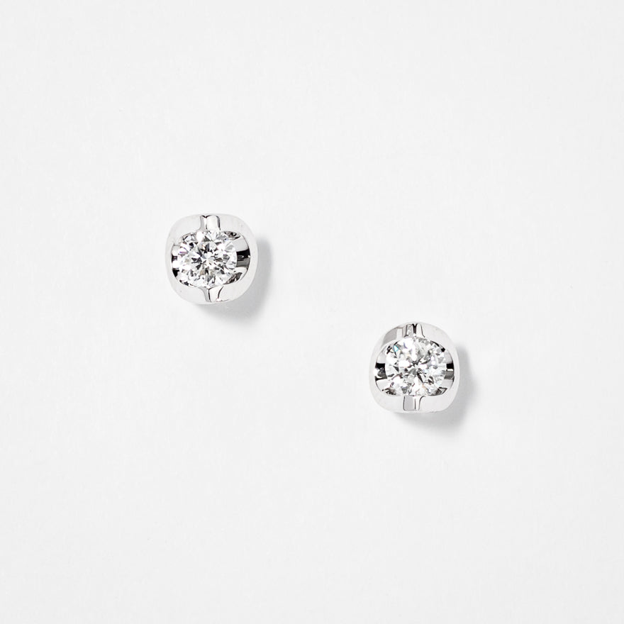 Tension Set Solitaire Canadian Diamond Stud Earrings in 14K White Gold ...