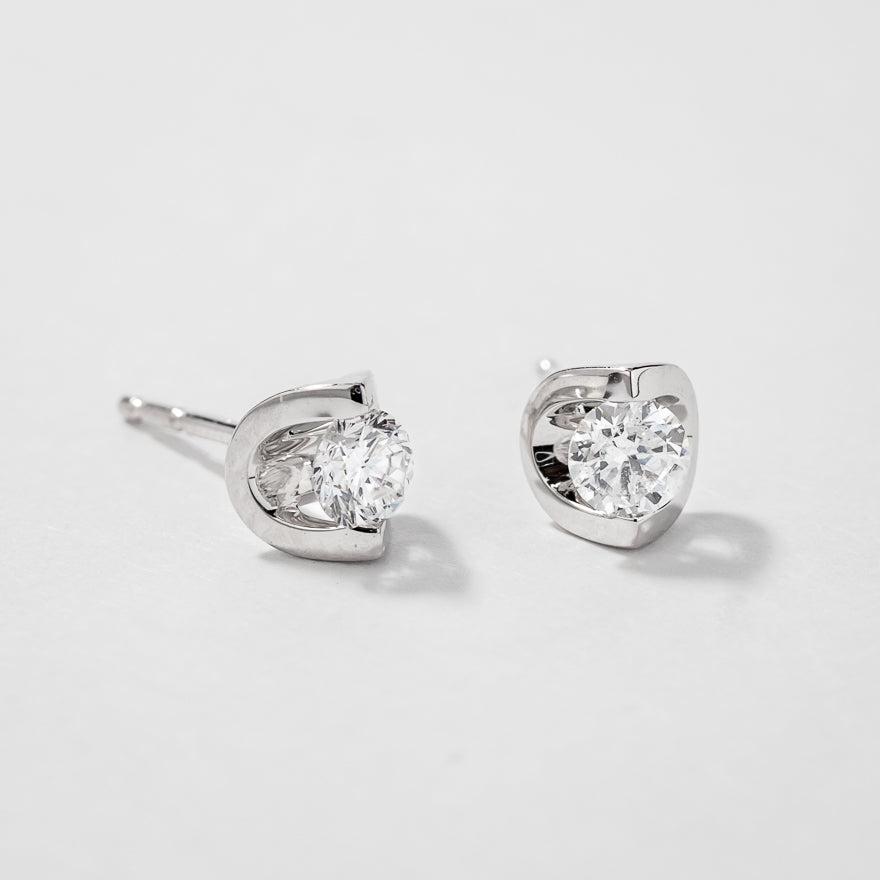 Tension Set Solitaire Canadian Diamond Stud Earrings in 14K White Gold (0.30ct tw)