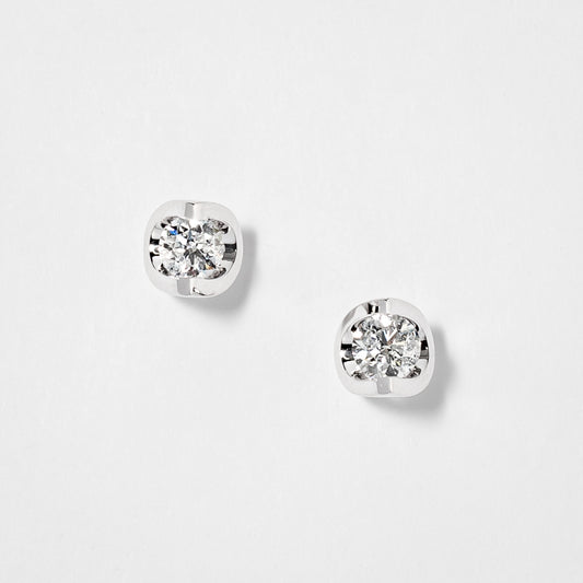 Tension Set Solitaire Canadian Diamond Stud Earrings in 14K White Gold (0.50ct tw)