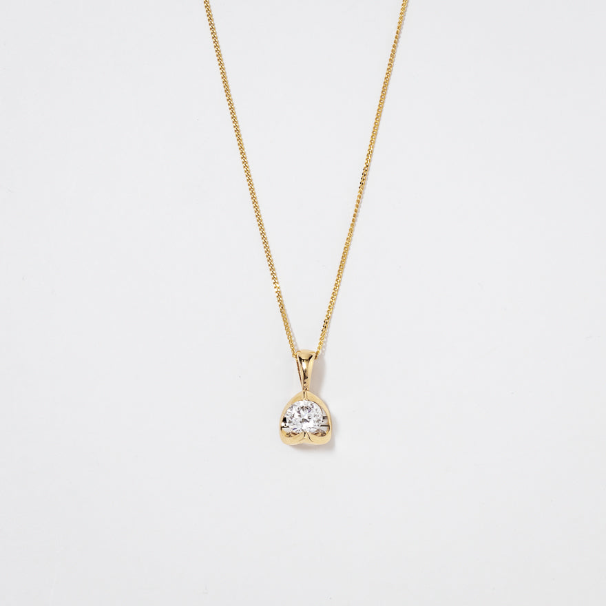 Tension Set Canadian Diamond Solitaire Necklace in 14K Yellow Gold (0.40ct tw)