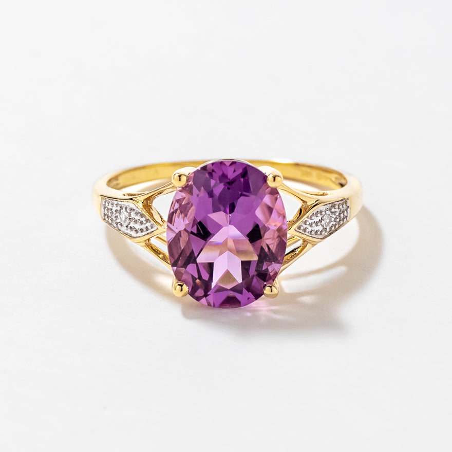 Oval Amethyst Ring 10K Yellow Gold